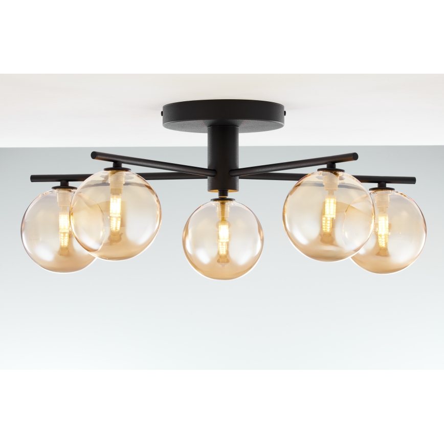 Jupiter 2047 - Kiinteä kattokruunu PRATO 5xG9/10W/230V musta/beige