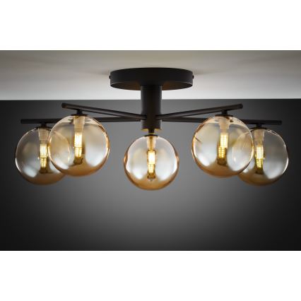 Jupiter 2047 - Kiinteä kattokruunu PRATO 5xG9/10W/230V musta/beige