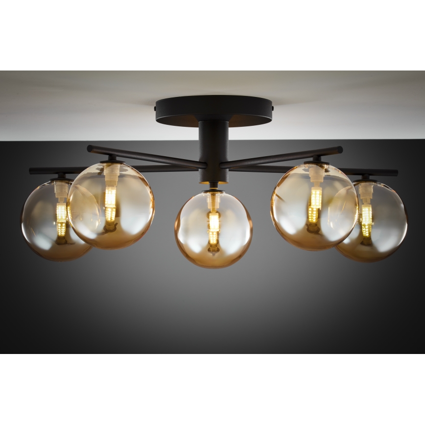 Jupiter 2047 - Kiinteä kattokruunu PRATO 5xG9/10W/230V musta/beige