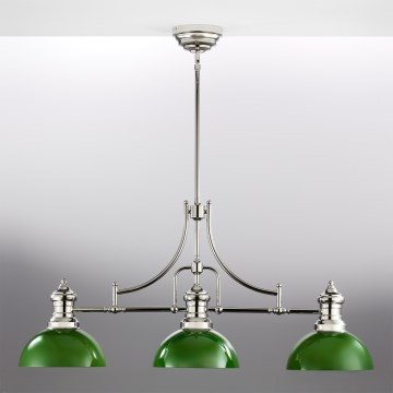 Jupiter 2072 - PLATINO kattovalaisin varrella, 3xE27/15W/230V, vihreä/kiiltävä kromi
