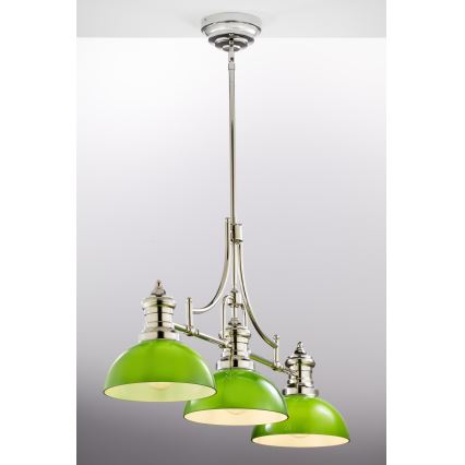 Jupiter 2072 - PLATINO kattovalaisin varrella, 3xE27/15W/230V, vihreä/kiiltävä kromi