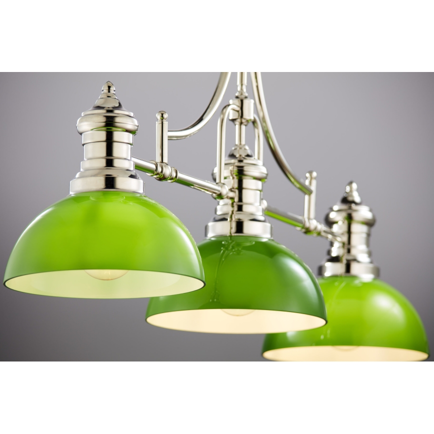 Jupiter 2072 - PLATINO kattovalaisin varrella, 3xE27/15W/230V, vihreä/kiiltävä kromi