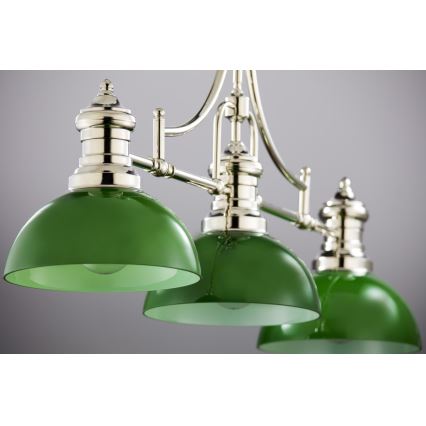 Jupiter 2072 - PLATINO kattovalaisin varrella, 3xE27/15W/230V, vihreä/kiiltävä kromi
