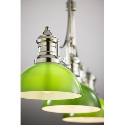 Jupiter 2072 - PLATINO kattovalaisin varrella, 3xE27/15W/230V, vihreä/kiiltävä kromi