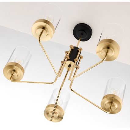 Jupiter 2088 - Varrellinen kattovalaisin RAMIREZ 5xE27/15W/230V kullanvärinen/musta