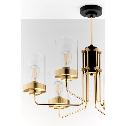 Jupiter 2089 - Kattokruunu tangolla RAMIREZ 6xE27/15W/230V kulta/musta