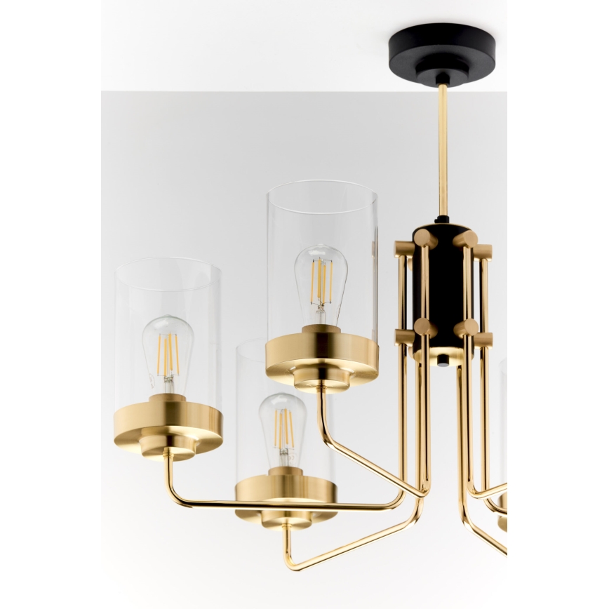 Jupiter 2089 - Kattokruunu tangolla RAMIREZ 6xE27/15W/230V kulta/musta