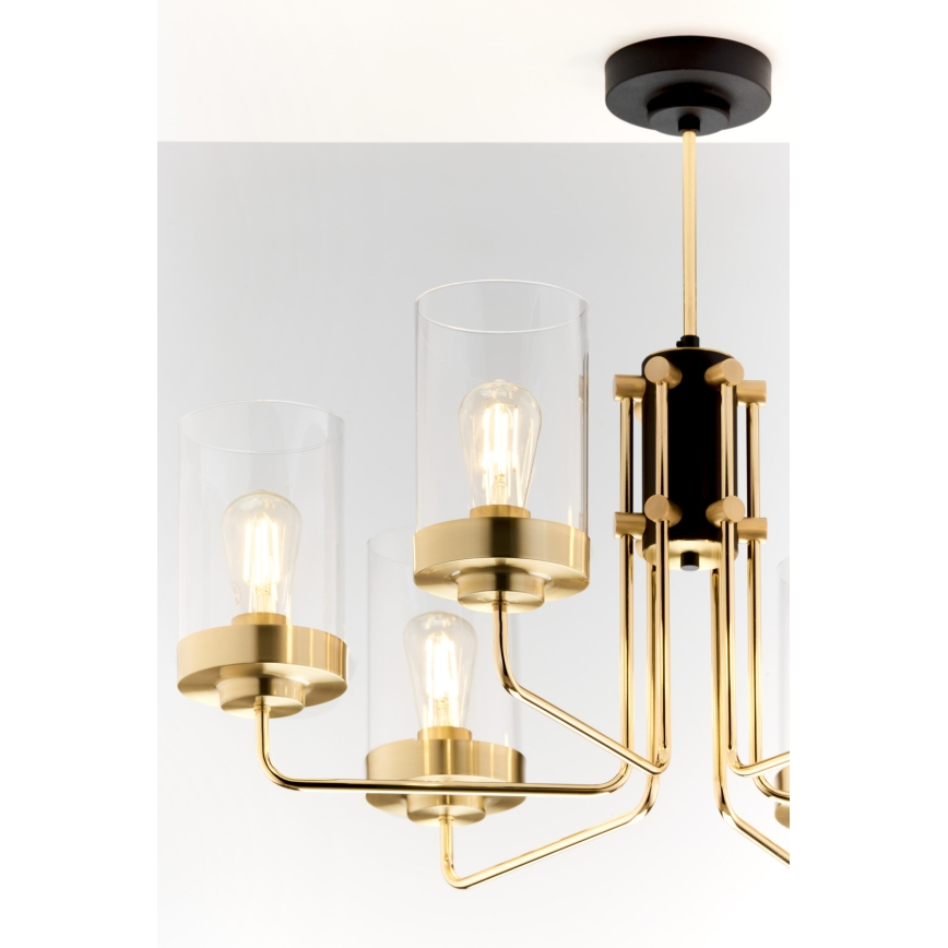 Jupiter 2089 - Kattokruunu tangolla RAMIREZ 6xE27/15W/230V kulta/musta