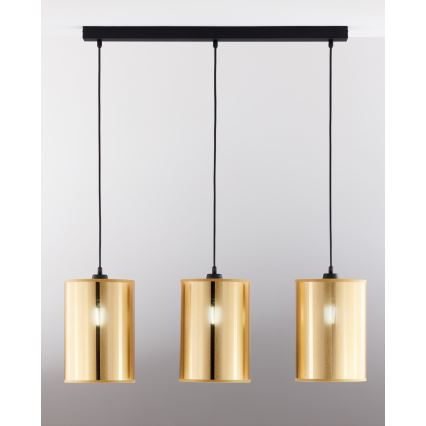 Jupiter 2092 - CORTINA riippuvalaisin kaapelikiinnityksellä 3xE27/15W/230V kulta/musta
