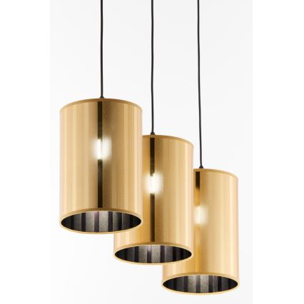 Jupiter 2092 - CORTINA riippuvalaisin kaapelikiinnityksellä 3xE27/15W/230V kulta/musta