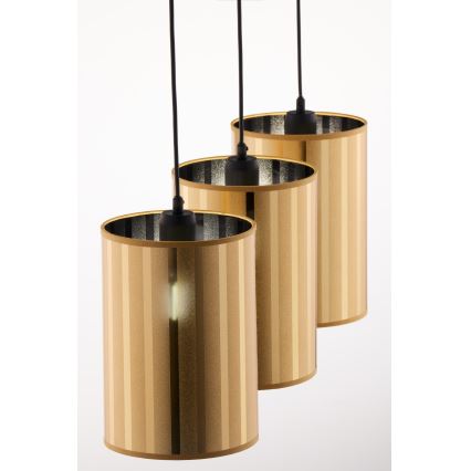 Jupiter 2092 - CORTINA riippuvalaisin kaapelikiinnityksellä 3xE27/15W/230V kulta/musta