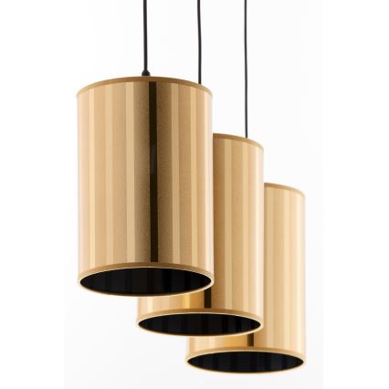 Jupiter 2092 - CORTINA riippuvalaisin kaapelikiinnityksellä 3xE27/15W/230V kulta/musta