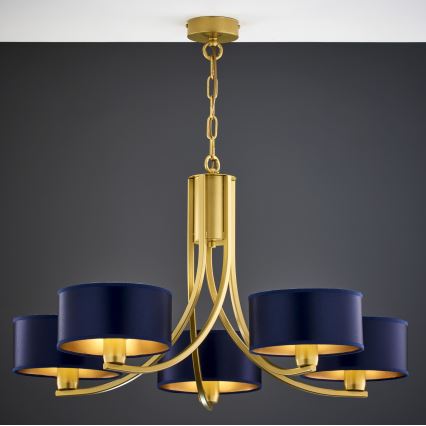 Jupiter 2094 - ARTHUR riippuvalaisin ketjulla 5xE27/15W/230V sininen/kultainen