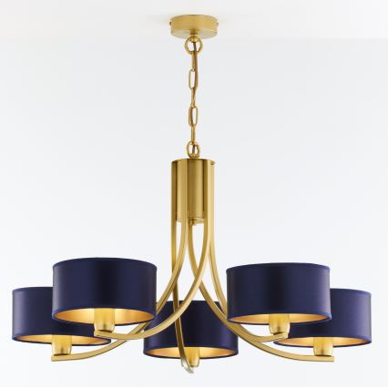 Jupiter 2094 - ARTHUR riippuvalaisin ketjulla 5xE27/15W/230V sininen/kultainen