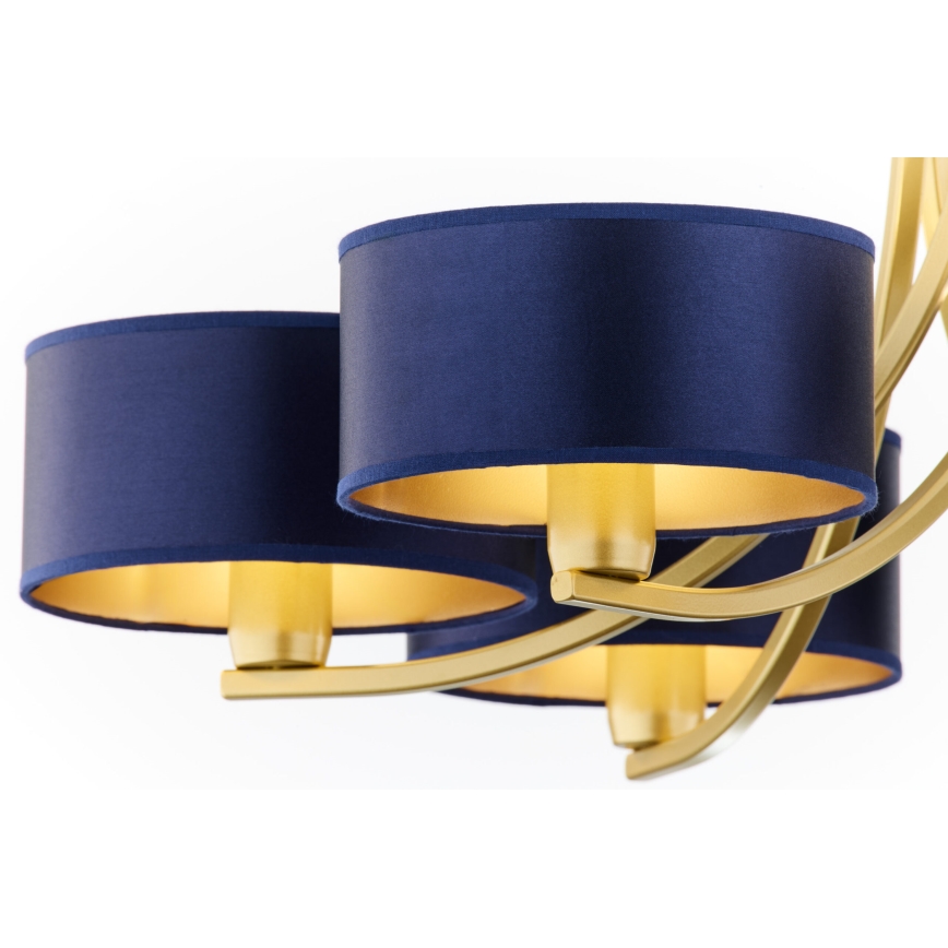 Jupiter 2095 - Ketjukiinnitteinen kattokruunu ARTHUR 6xE27/15W/230V sininen/kulta