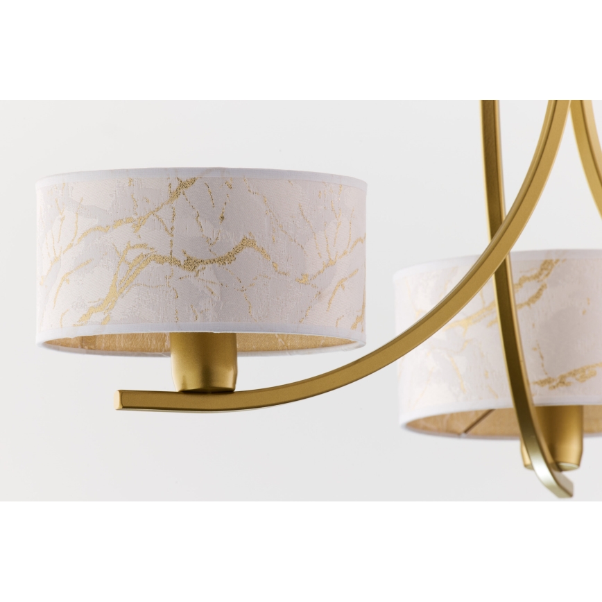 Jupiter 2096 - Riippuvalaisin ketjulla ARTHUR 3xE27/15W/230V valkoinen/kultainen/marmorikuvio