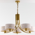 Jupiter 2097 - Ketjulla roikkuva kattokruunu ARTHUR 5xE27/15W/230V valkoinen/kultainen/marmorikuviointi