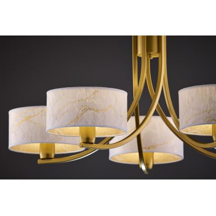 Jupiter 2097 - Ketjulla roikkuva kattokruunu ARTHUR 5xE27/15W/230V valkoinen/kultainen/marmorikuviointi