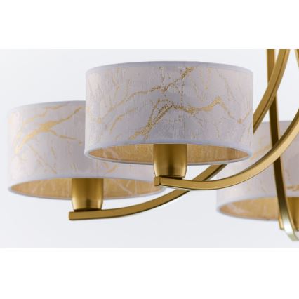 Jupiter 2097 - Ketjulla roikkuva kattokruunu ARTHUR 5xE27/15W/230V valkoinen/kultainen/marmorikuviointi