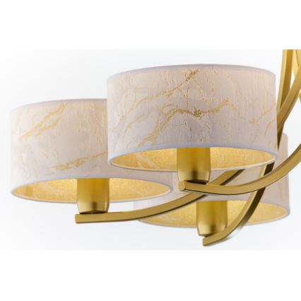 Jupiter 2098 - Riippuvalaisin ketjulla ARTHUR 6xE27/15W/230V valkoinen/kultainen/marmorikoriste