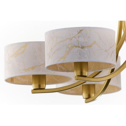 Jupiter 2098 - Riippuvalaisin ketjulla ARTHUR 6xE27/15W/230V valkoinen/kultainen/marmorikoriste