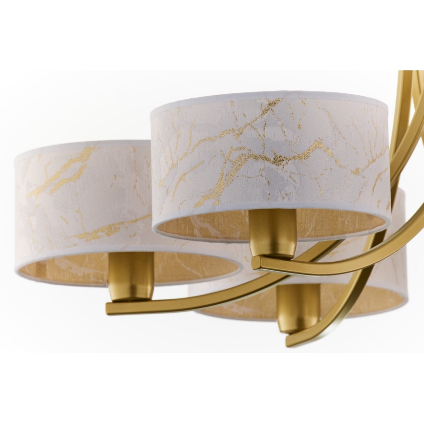 Jupiter 2098 - Riippuvalaisin ketjulla ARTHUR 6xE27/15W/230V valkoinen/kultainen/marmorikoriste