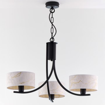 Jupiter 2103 - Riippuvalaisin ketjulla ARTHUR 3xE27/15W/230V valkoinen/musta/marmorikuvio