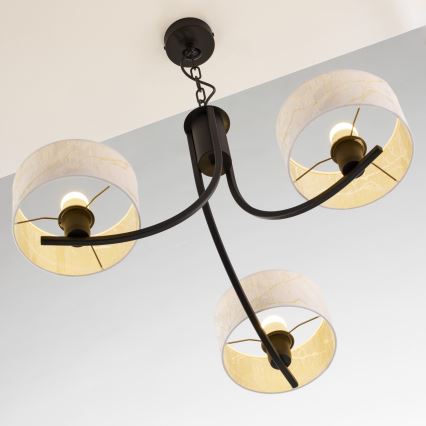 Jupiter 2103 - Riippuvalaisin ketjulla ARTHUR 3xE27/15W/230V valkoinen/musta/marmorikuvio