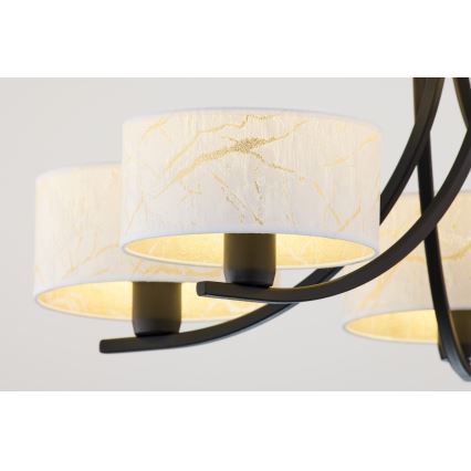 Jupiter 2104 - Riippuvalaisin ketjulla ARTHUR 5xE27/15W/230V valkoinen/musta/marmorikoriste