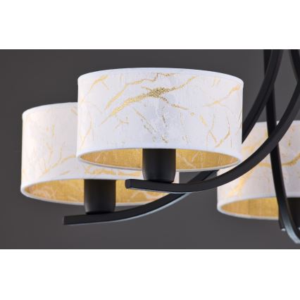 Jupiter 2104 - Riippuvalaisin ketjulla ARTHUR 5xE27/15W/230V valkoinen/musta/marmorikoriste