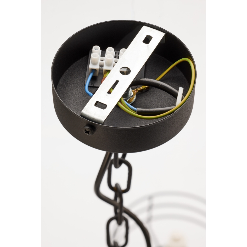 Jupiter 2104 - Riippuvalaisin ketjulla ARTHUR 5xE27/15W/230V valkoinen/musta/marmorikoriste