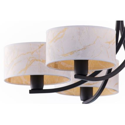 Jupiter 2105 - Ketjulla varustettu riippuvalaisin ARTHUR 6xE27/15W/230V valkoinen/musta/marmorikuvio