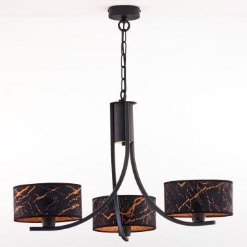 Jupiter 2106 - Kattokruunu ketjulla ARTHUR 3xE27/15W/230V musta/oranssi/marmorikoristelu