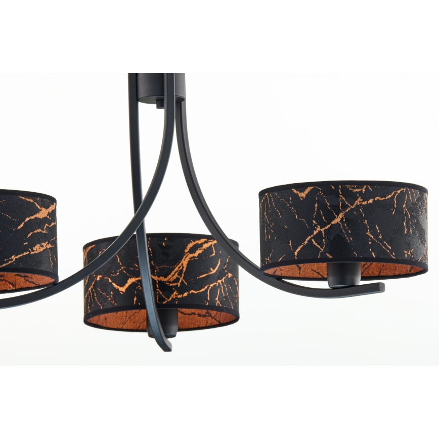 Jupiter 2106 - Kattokruunu ketjulla ARTHUR 3xE27/15W/230V musta/oranssi/marmorikoristelu