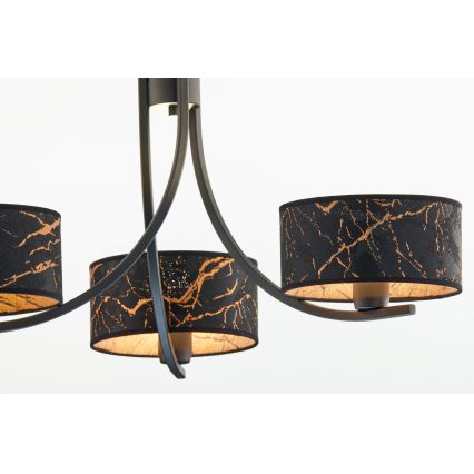 Jupiter 2106 - Kattokruunu ketjulla ARTHUR 3xE27/15W/230V musta/oranssi/marmorikoristelu