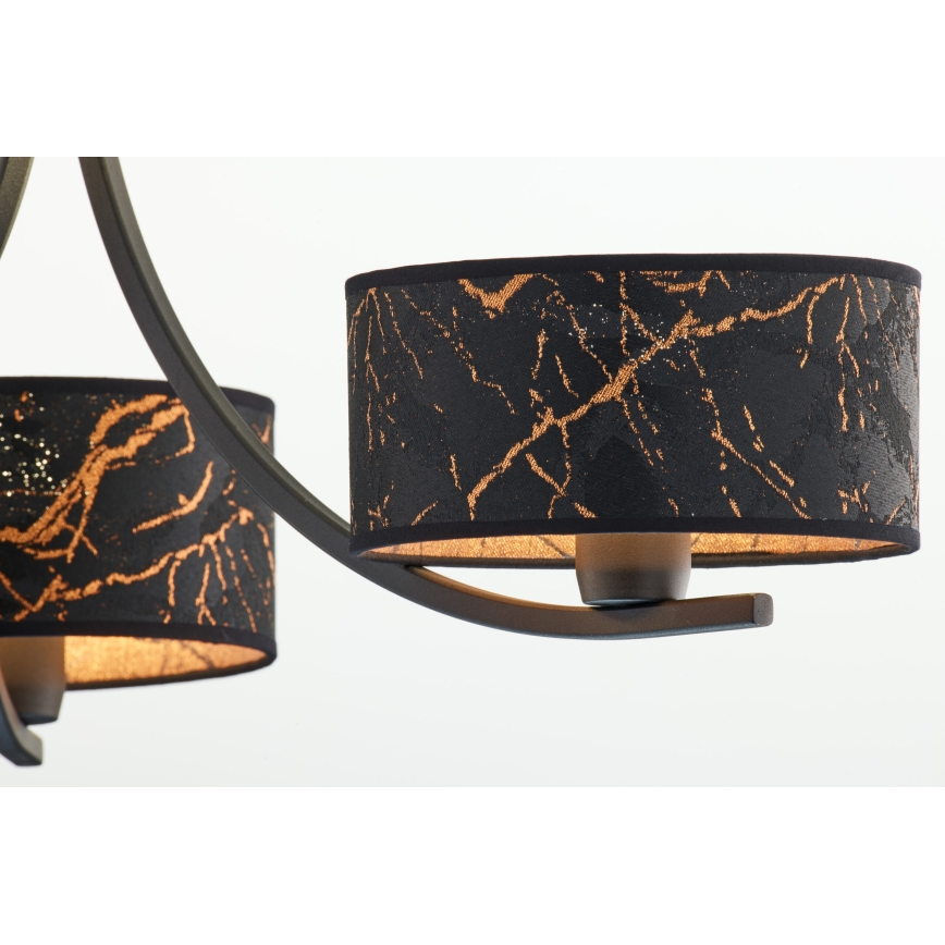 Jupiter 2106 - Kattokruunu ketjulla ARTHUR 3xE27/15W/230V musta/oranssi/marmorikoristelu