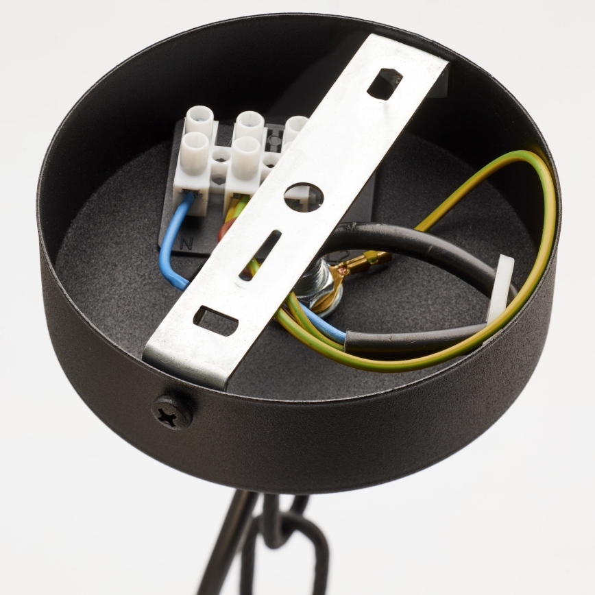 Jupiter 2107 - Riippuvalaisin ketjulla ARTHUR 5xE27/15W/230V musta/oranssi/marmorin kuviointi