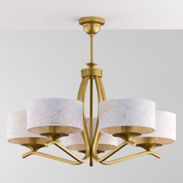 Jupiter 2110 - KASZMIR 5xE27/15W/230V varrella oleva kattokruunu valkoinen/kulta/marmorikuvio
