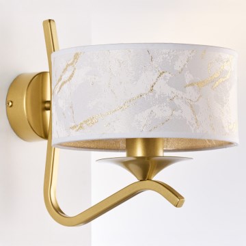 Jupiter 2111 - Seinävalaisin KASZMIR 1xE27/15W/230V valkoinen/kullanvärinen/marmorikuosi