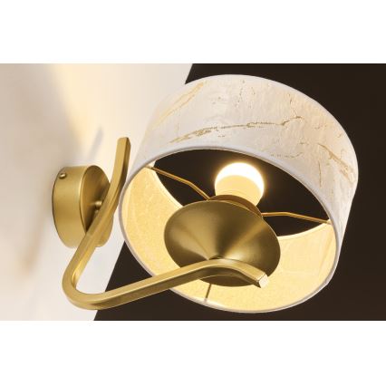 Jupiter 2111 - Seinävalaisin KASZMIR 1xE27/15W/230V valkoinen/kullanvärinen/marmorikuosi