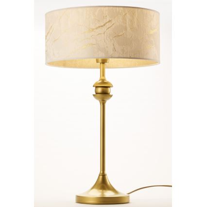 Jupiter 2112 - Pöytälamppu KASZMIR 1xE27/15W/230V valkoinen/kultainen/marmorikuosi