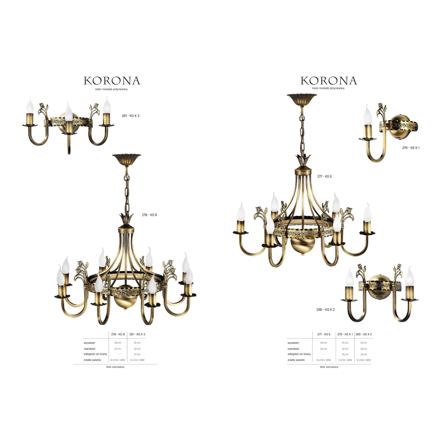 Jupiter 277 - KO 6 - Kattokruunu KORONA 6xE14/40W/230V