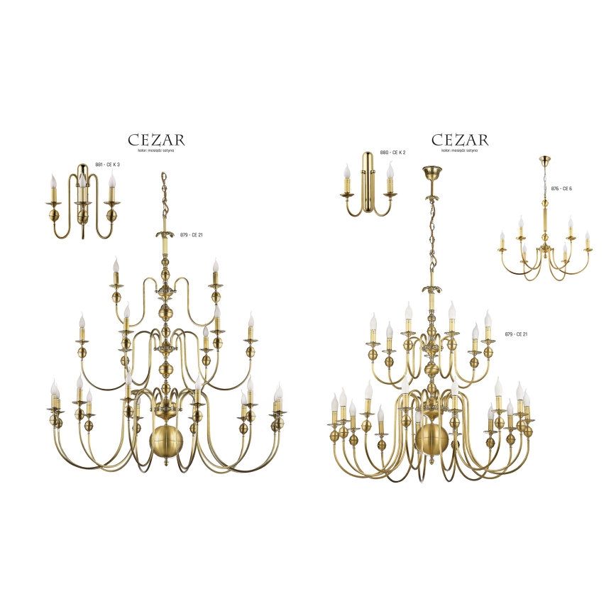 Jupiter 879 CE 21 - Riippukattokruunu CEZAR II 21xE14/40W/230V Messinkimatta