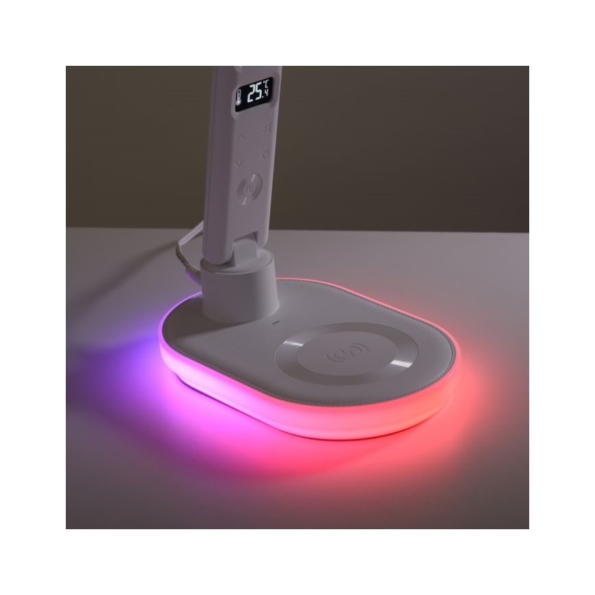 JUST LIGHT. 11018-16 - LED RGBW himmennettävä kosketuksella ohjattava pöytälamppu langattomalla latauksella TINA LED/4W/230V valkoinen