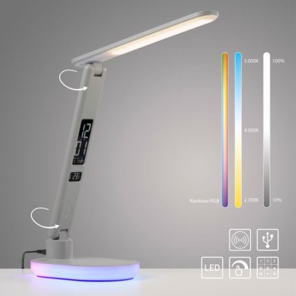 JUST LIGHT. 11018-16 - LED RGBW himmennettävä kosketuksella ohjattava pöytälamppu langattomalla latauksella TINA LED/4W/230V valkoinen