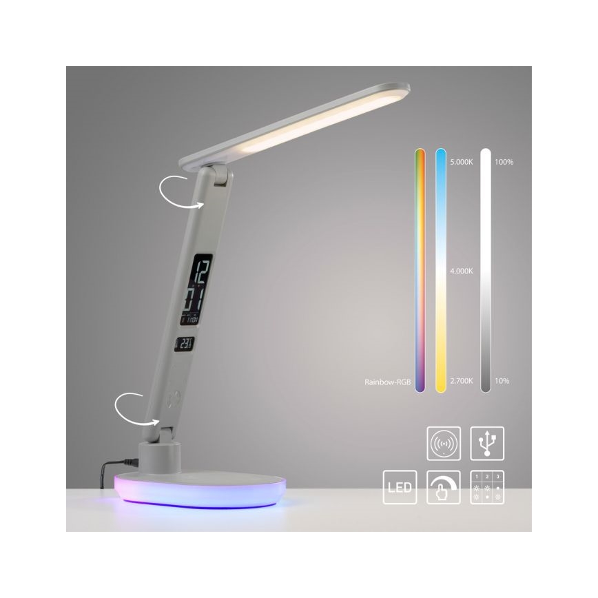 JUST LIGHT. 11018-16 - LED RGBW himmennettävä kosketuksella ohjattava pöytälamppu langattomalla latauksella TINA LED/4W/230V valkoinen
