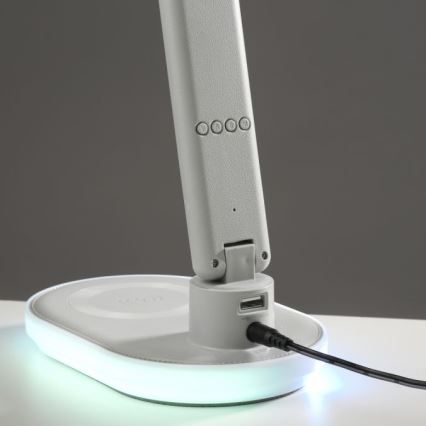 JUST LIGHT. 11018-16 - LED RGBW himmennettävä kosketuksella ohjattava pöytälamppu langattomalla latauksella TINA LED/4W/230V valkoinen