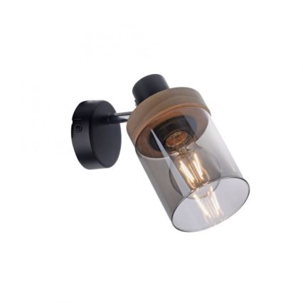 JUST LIGHT. 11311-18 - Seinäkohdevalo PASQUAL 1xE27/40W/230V musta/kumiviikuna