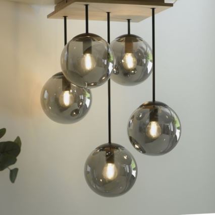 JUST LIGHT. 11395-79 - Riippukattokruunu WIDOW 5xE14/25W/230V tammi