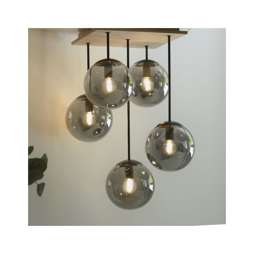 JUST LIGHT. 11395-79 - Riippukattokruunu WIDOW 5xE14/25W/230V tammi